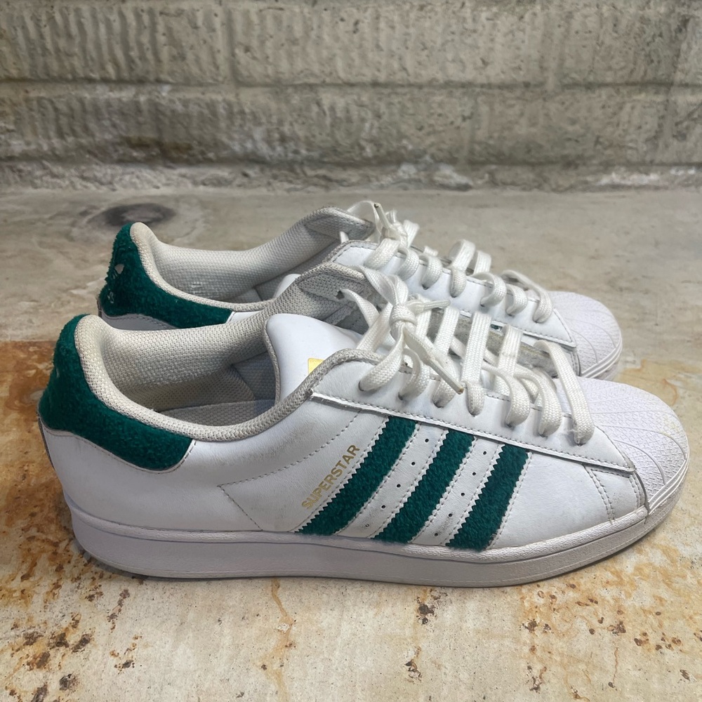 Adidas Superstar White with Green Stripes